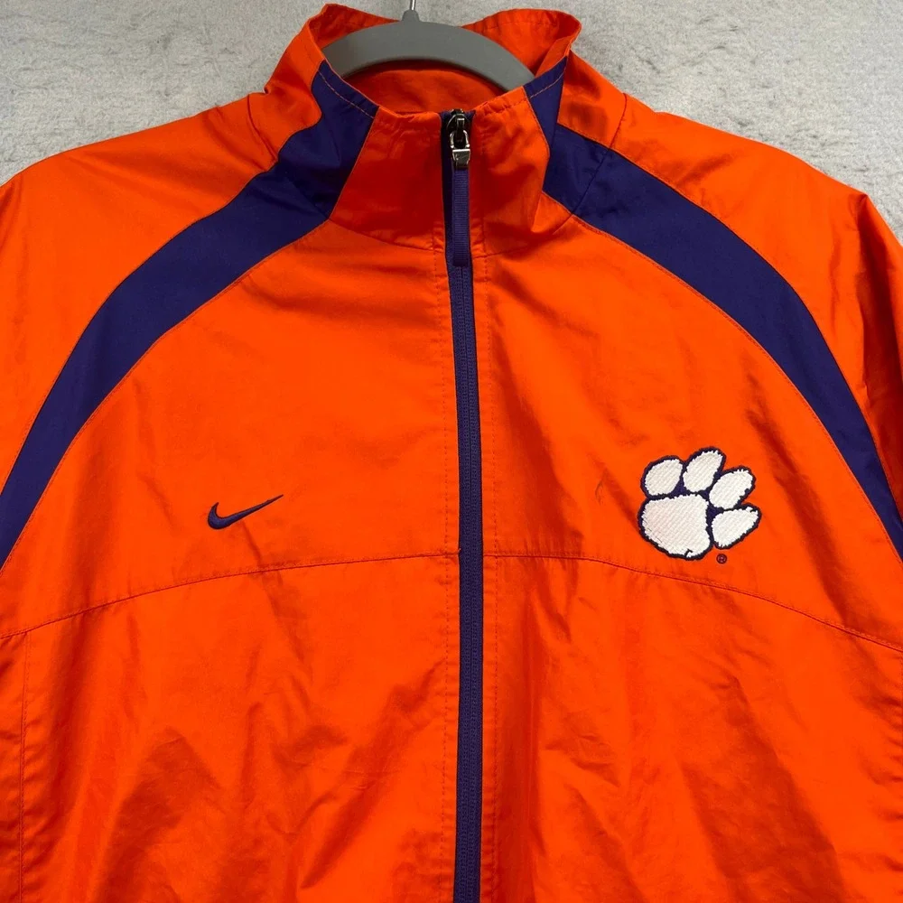 Clemson Tigers Nike Team Windbreaker Jacket Men M Orange Clima FIT Athletic Y2K